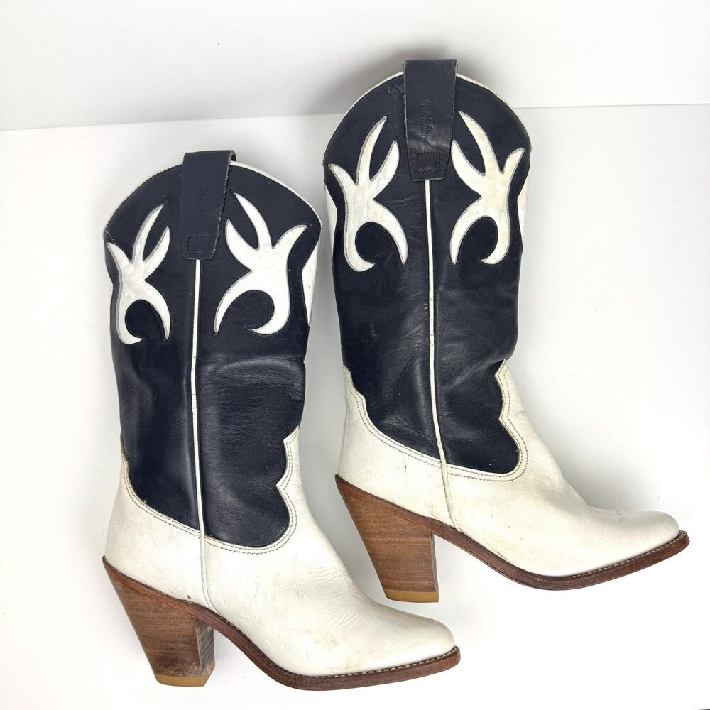 Rare VTG 80s Rodolpho Valentino Western Americana Coastal Cowgirl Boots. Sz.6